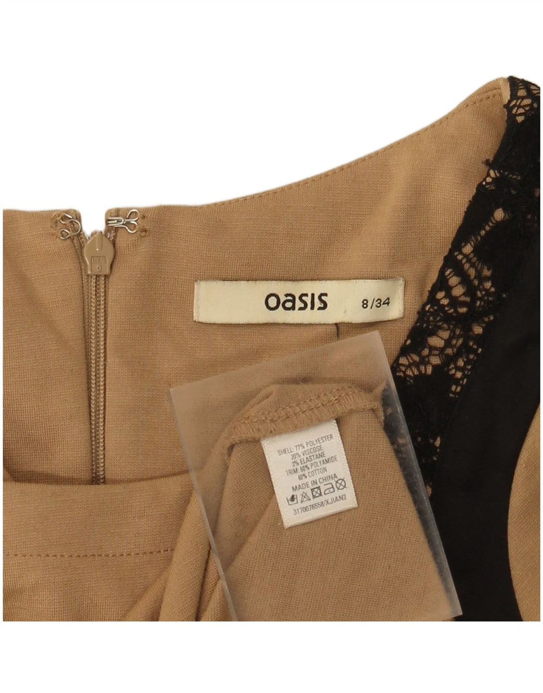 Vestido bainha feminino Oasis UK 8 pequeno marrom colorblock poliéster