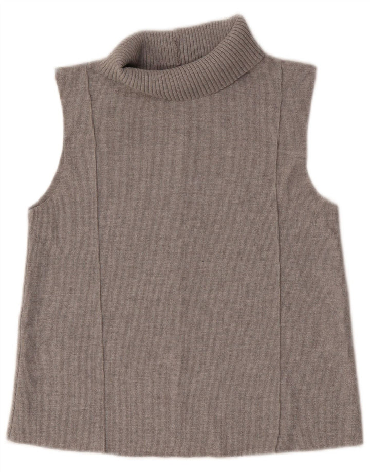Regata feminina Zara com gola redonda e colete UK 10 poliéster cinza pequeno