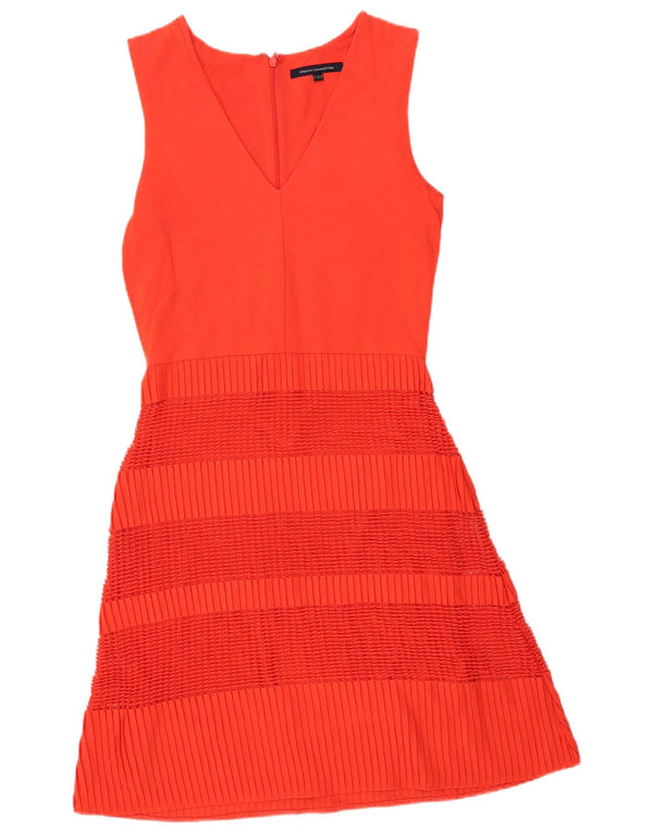 Vestido feminino French Connection sem mangas em linha A UK 12 laranja médio