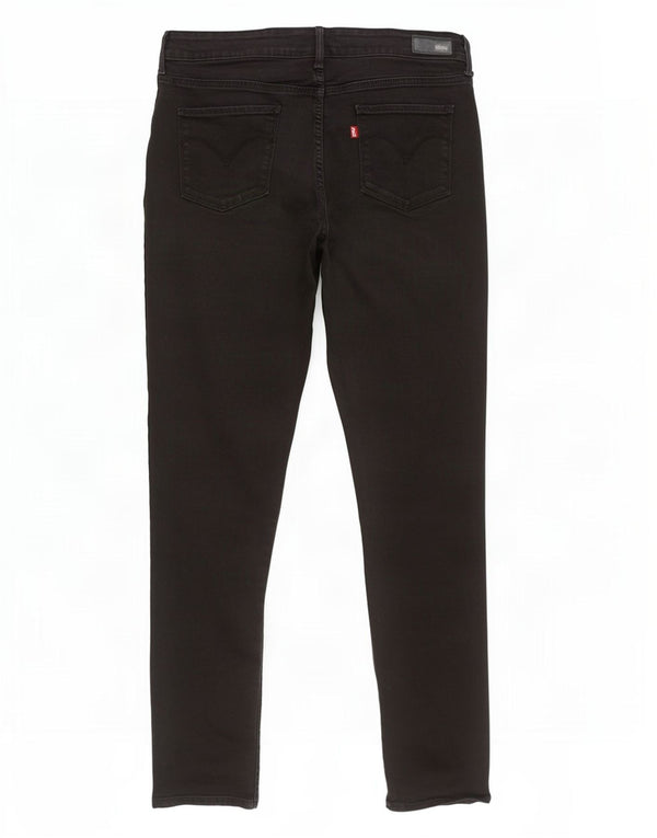 Calça jeans feminina Levi's ligeiramente curvilínea moderna ascensão skinny W30 L32 algodão preto