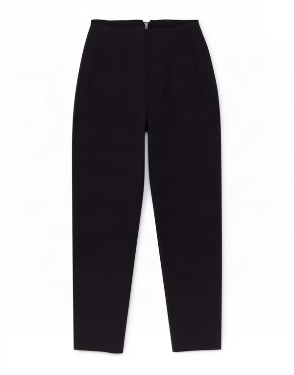 Calça casual feminina Zara cintura alta cônica XS W24 L27 azul marinho