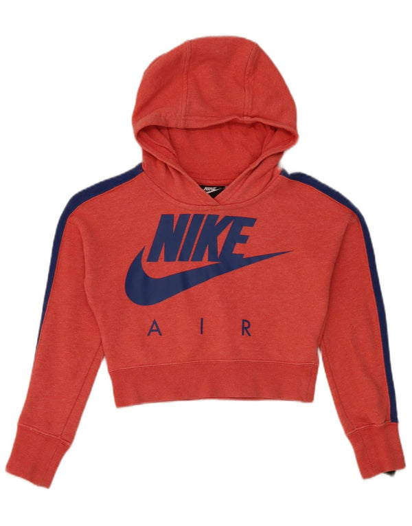 Suéter Nike feminino Crop Graphic com capuz 8-9 anos pequeno algodão vermelho