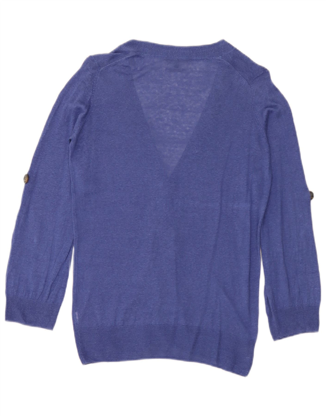 Suéter cardigã feminino Massimo Dutti Reino Unido 12 linho azul médio