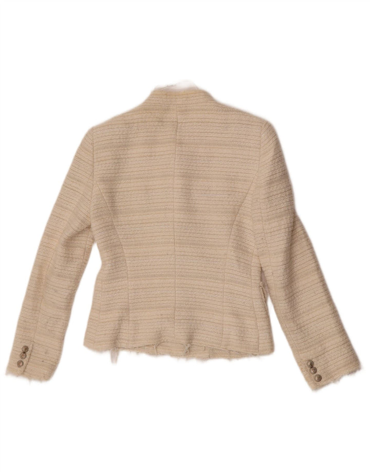 Jaqueta blazer feminina Zara com 4 botões UK 10 pequena off white
