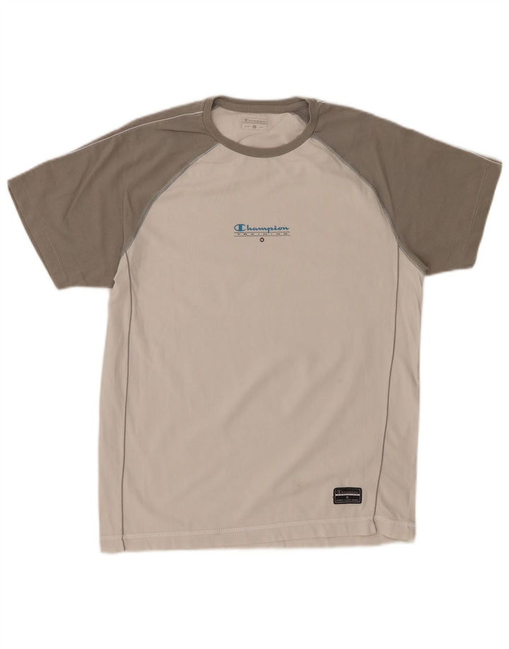 Camiseta feminina CHAMPION UK 14 grande bloco colorido branco