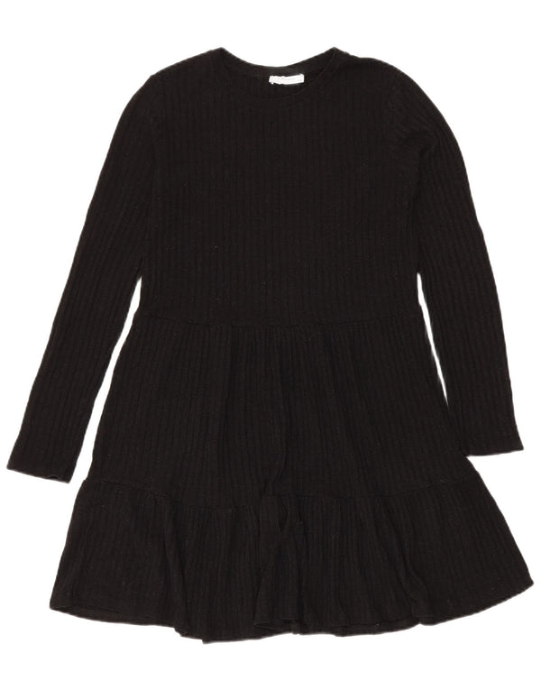 Vestido feminino Zara em camadas de malha UK 12 médio preto