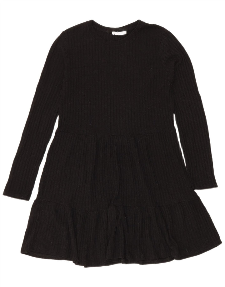 Vestido feminino Zara em camadas de malha UK 12 médio preto