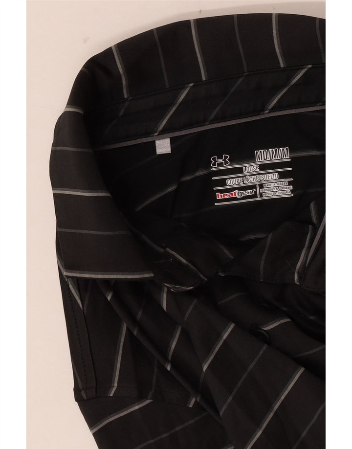 Camisa polo masculina Under Armour Heat Gear média preta listrada