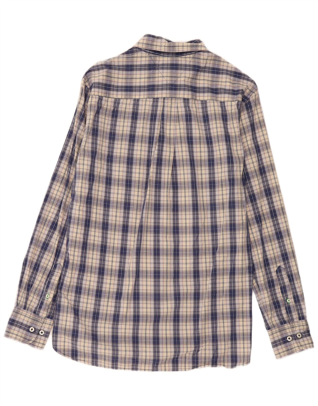 Camisa masculina Tommy Hilfiger Custom Fit de algodão xadrez azul médio