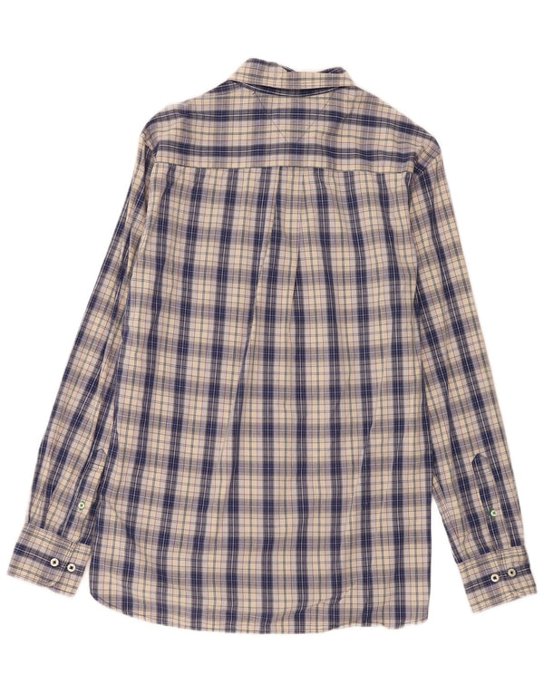 Camisa masculina Tommy Hilfiger Custom Fit de algodão xadrez azul médio