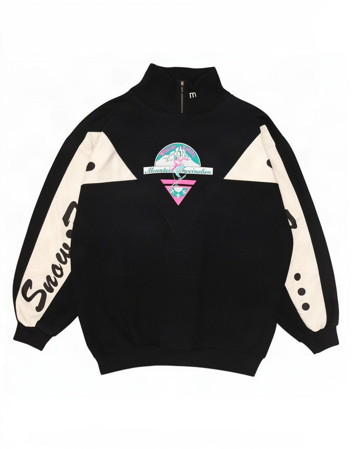 Suéter gráfico feminino Maser M EUA 8 bloco colorido preto médio