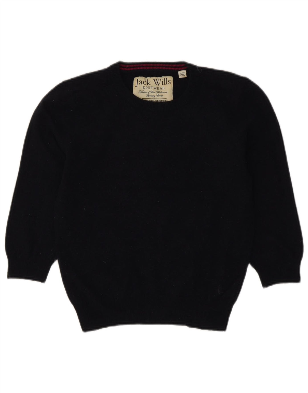 Suéter feminino Jack Wills com gola redonda e gola redonda Reino Unido 12 médio azul marinho