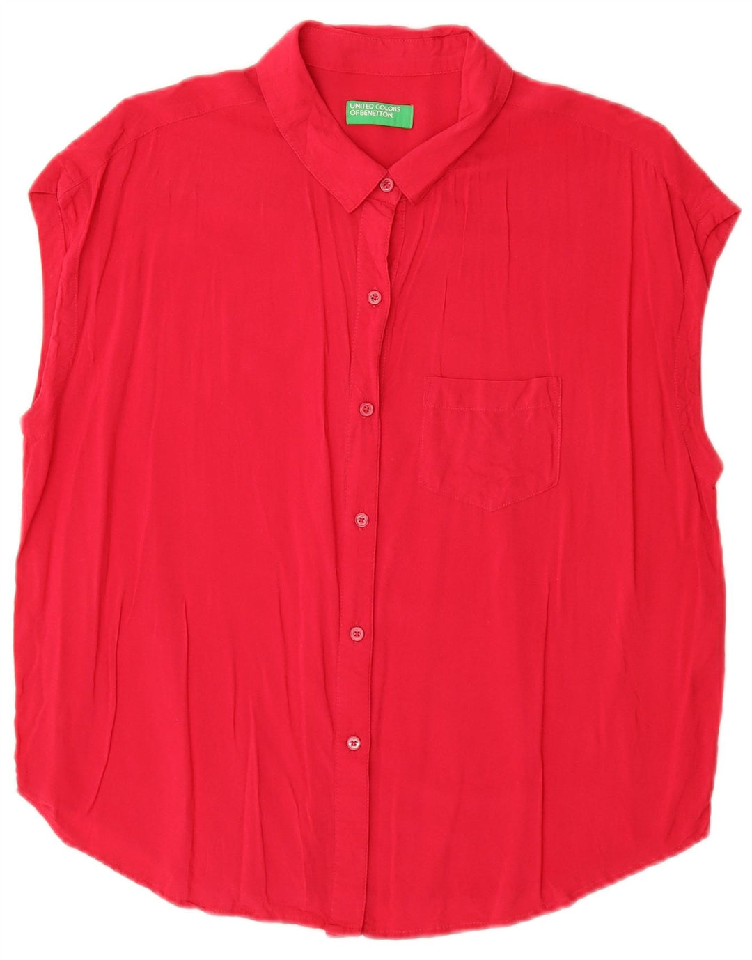 Benetton blusa feminina oversized manga curta Reino Unido 6 XS algodão vermelho