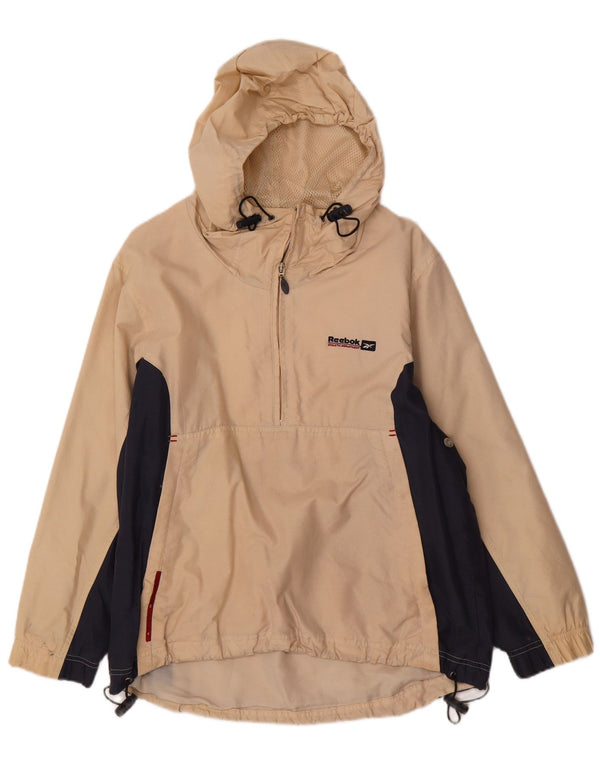 Jaqueta de chuva feminina Reebok com capuz e pulôver UK 12 Medium Beige Colourblock