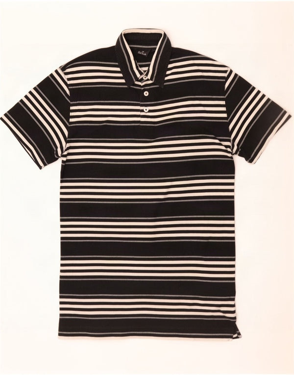 Camisa polo masculina Paul Smith pequena listrada preta de algodão