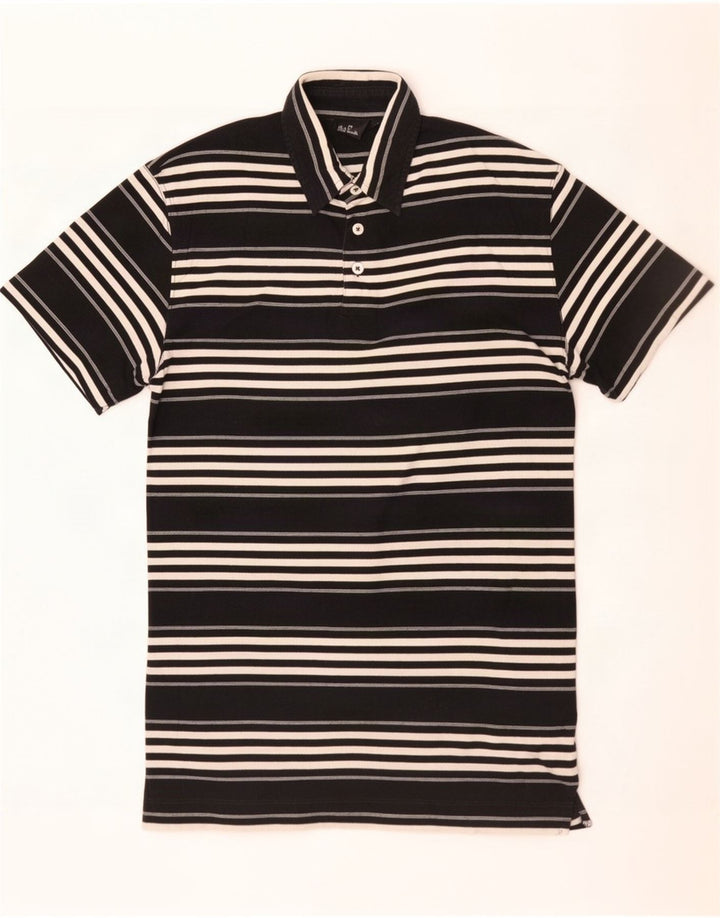 Camisa polo masculina Paul Smith pequena listrada preta de algodão