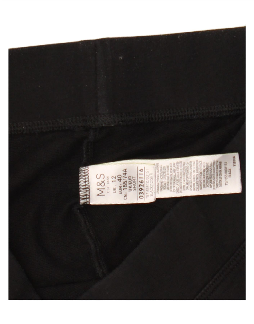 Calça de treino feminina Marks & Spencer Reino Unido 12 algodão preto médio