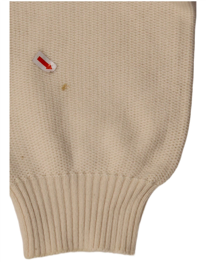 Suéter masculino VINTAGE com decote em V grande algodão bege