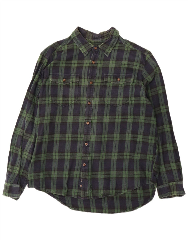 Camisa masculina de flanela EDDIE BAUER XL verde algodão xadrez