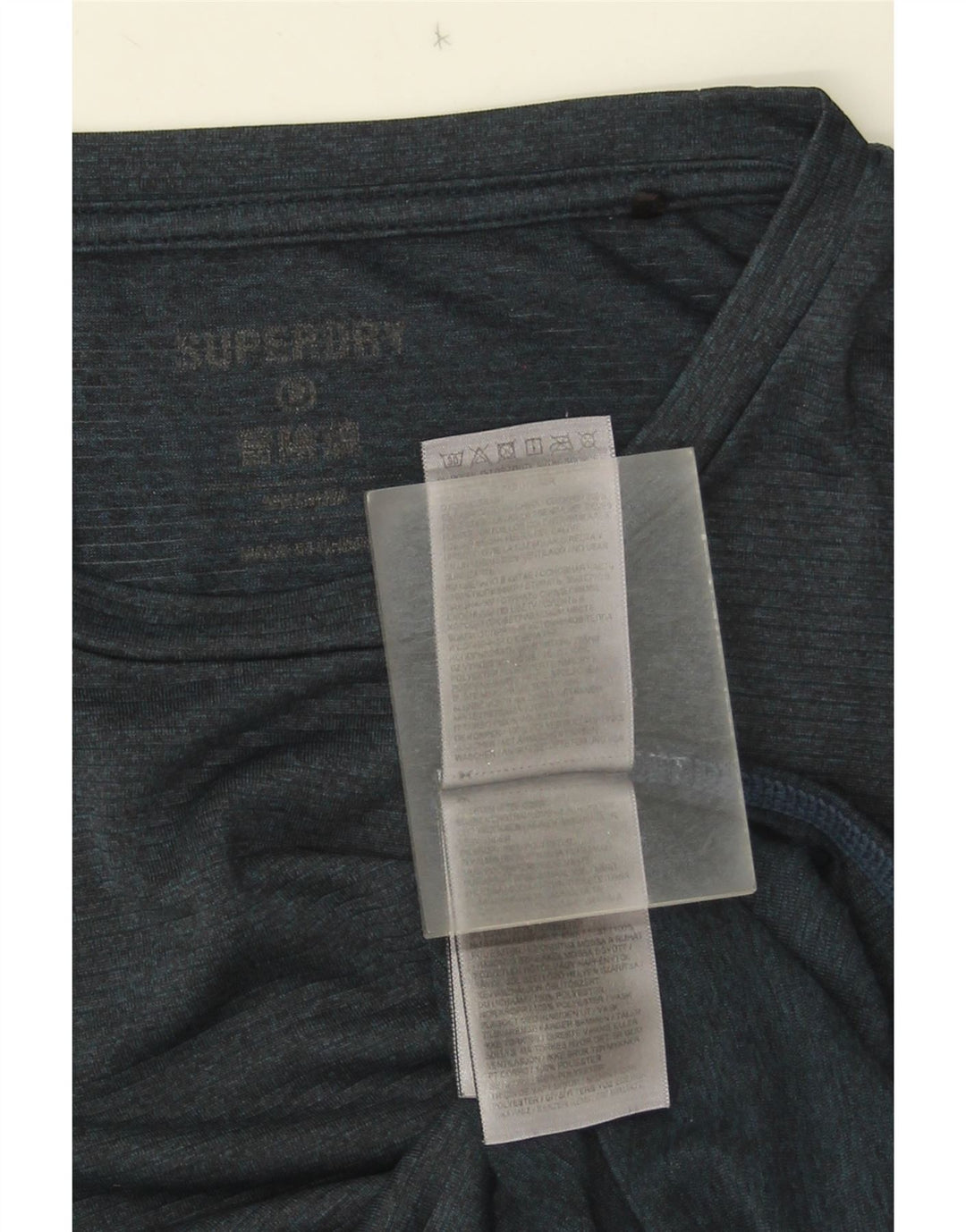 Camiseta masculina Superdry Top médio azul marinho poliéster