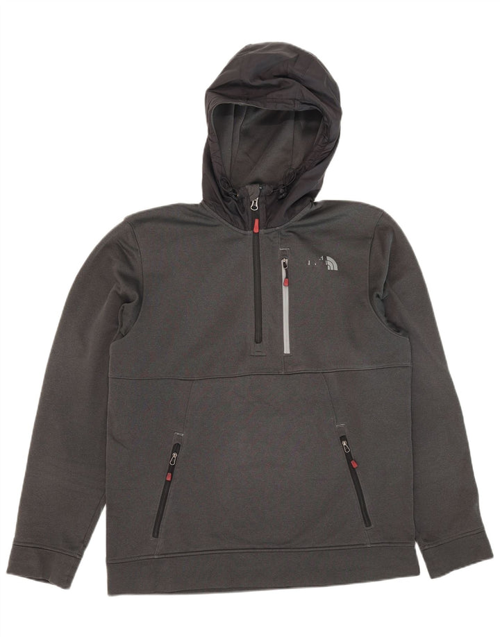 Suéter masculino com capuz e gola com zíper The North Face poliéster cinza médio