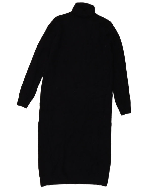 Zara vestido feminino com gola redonda e manga comprida, Reino Unido 14, médio, preto, acrílico