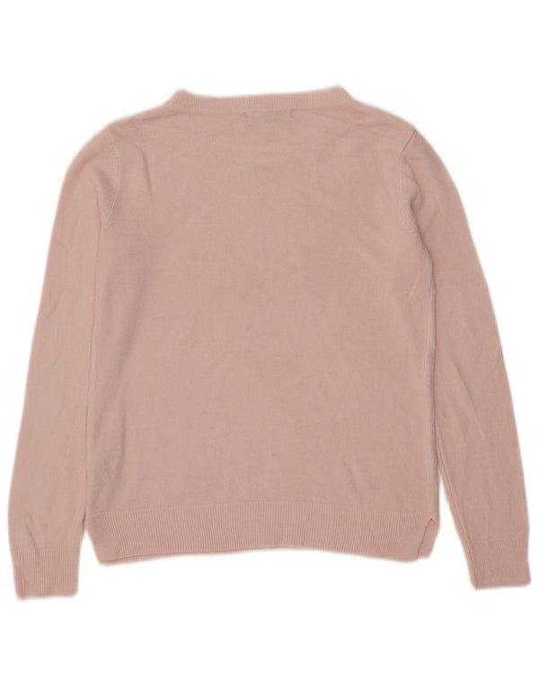 Suéter feminino Marks & Spencer com gola canoa e acrílico rosa pequeno Reino Unido 10