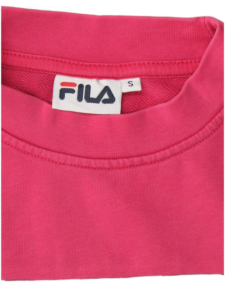 FILA moletom feminino oversized jumper UK 10 pequeno bloco colorido rosa