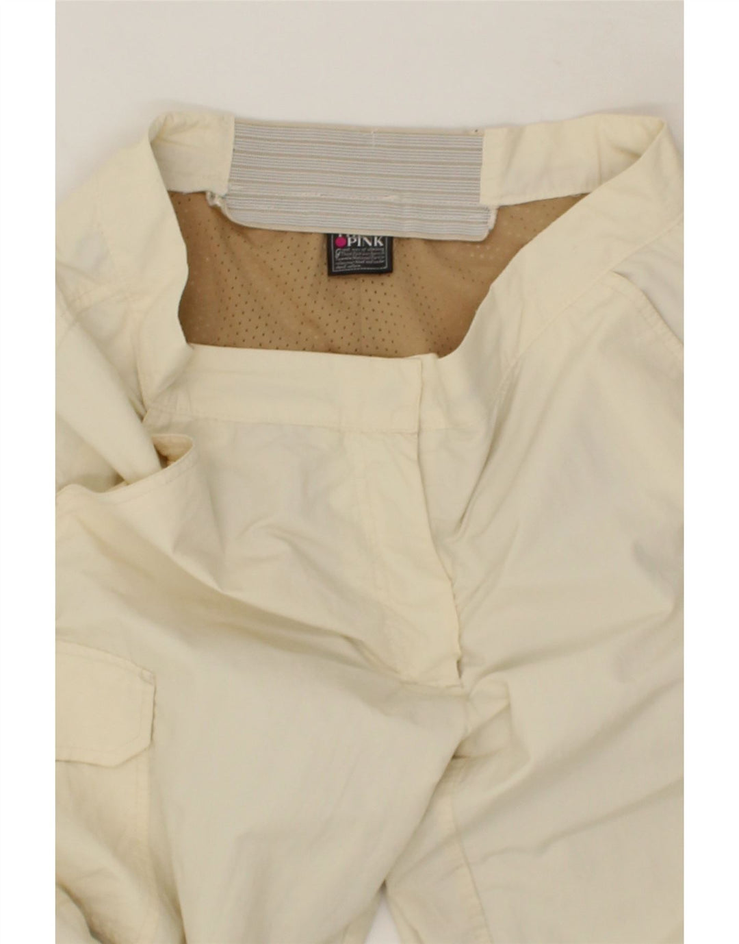 THINK PINK Womens Straight Cargo Trousers W32 L32 Off White Nylon Vintage Think Pink and Second-Hand Think Pink from Messina Hembry 