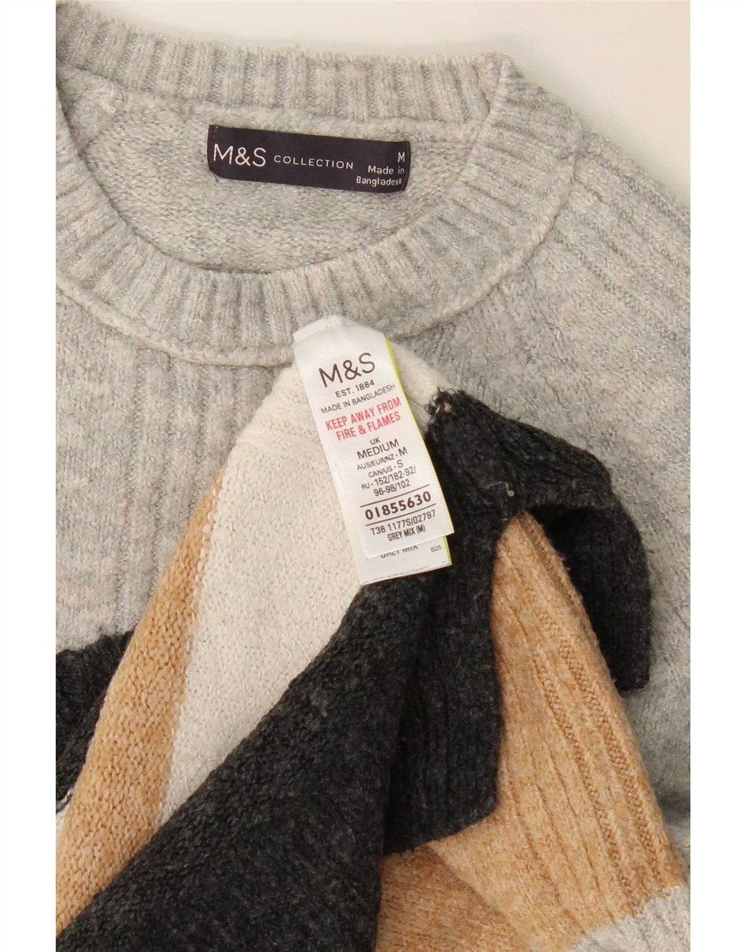 Suéter feminino Marks & Spencer com gola redonda Reino Unido 14 cinza médio