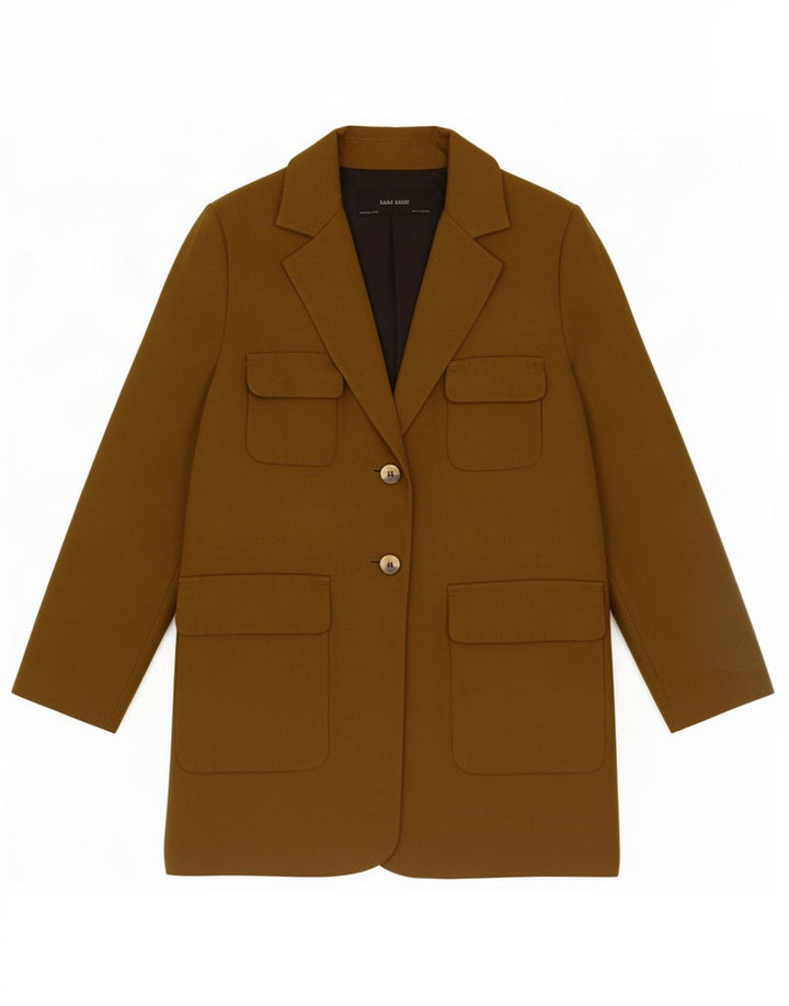 Sobretudo feminino Zara UK 14 algodão cáqui médio