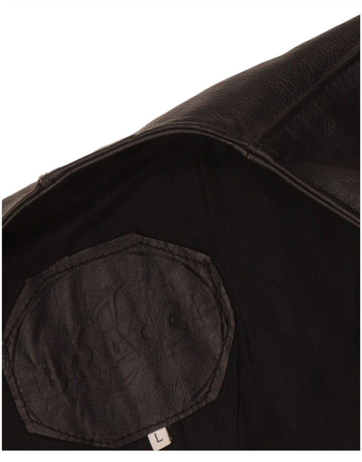 Colete de couro masculino grande preto