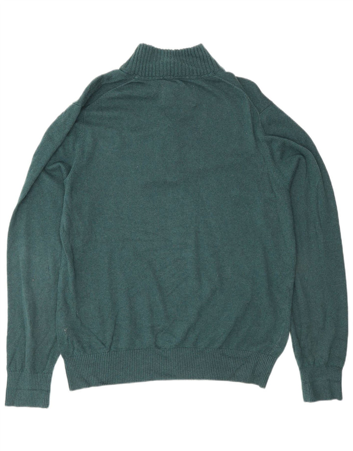 Suéter masculino Eddie Bauer com zíper e gola em algodão verde médio