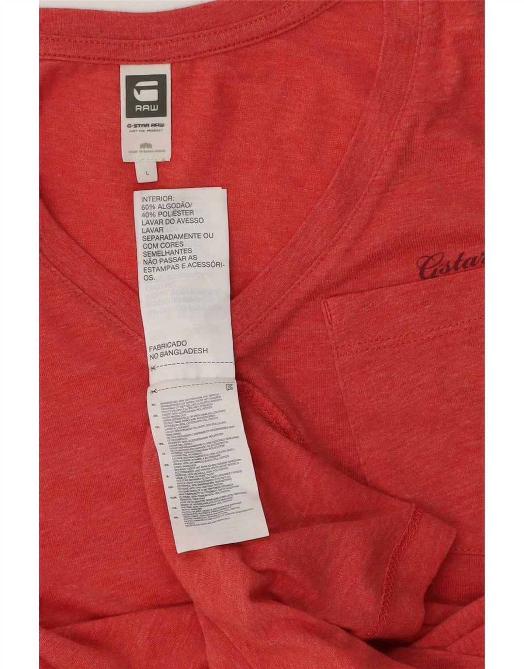 Camiseta masculina G-Star Top grande algodão vermelho