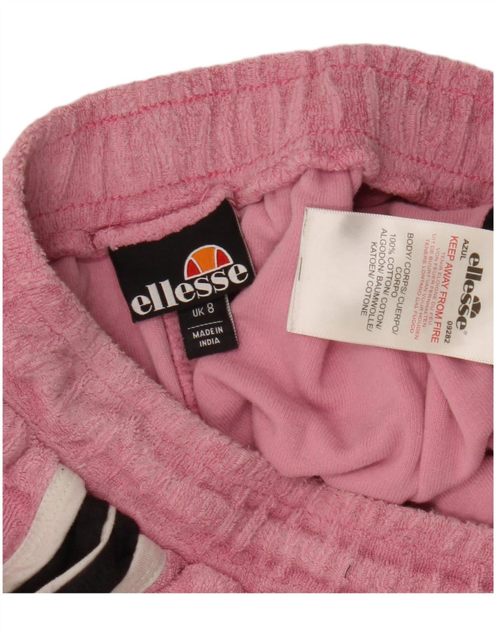 Shorts esportivos femininos Ellesse UK 8 pequeno algodão colorblock rosa