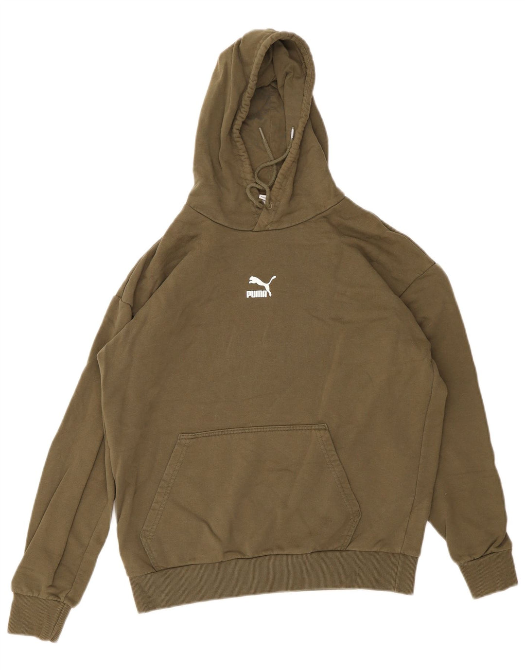 Puma Mens Hoodie Jumper Pequeno Algodão Cáqui