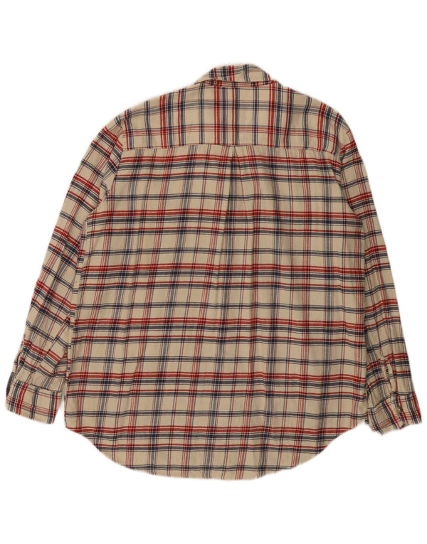 Camisa feminina de flanela Benetton Reino Unido 16 grande algodão xadrez branco