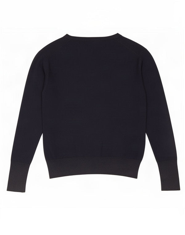 Suéter feminino Zara com decote em V UK 20 2XL azul marinho viscose