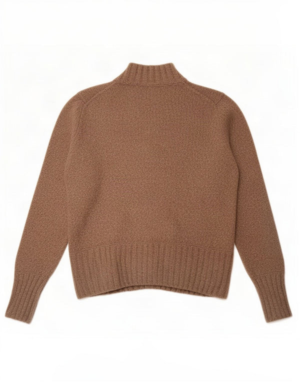 Suéter cardigã feminino Marks & Spencer Reino Unido 12 algodão manchado marrom médio