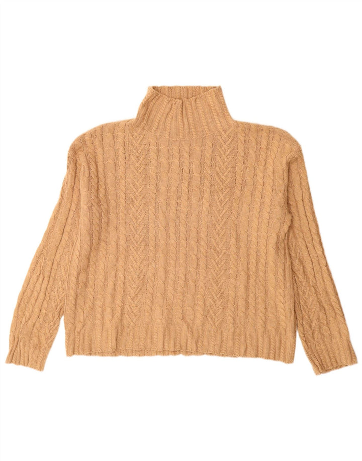 Suéter feminino Marks & Spencer com gola tartaruga Reino Unido 10 pequeno bege