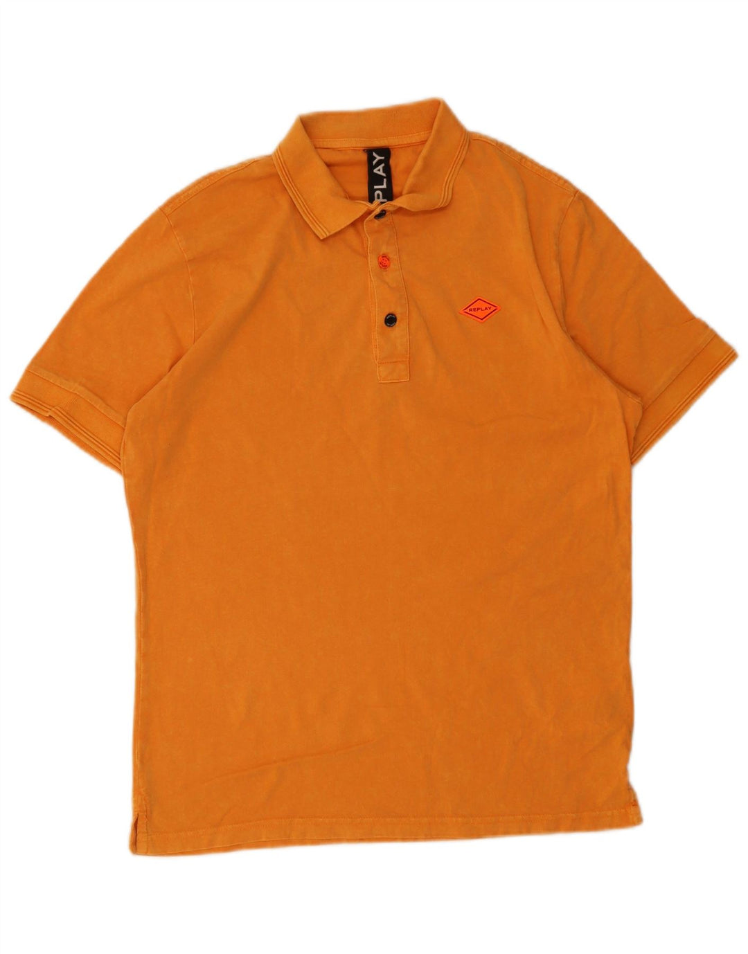 Camisa polo masculina Replay pequena laranja algodão