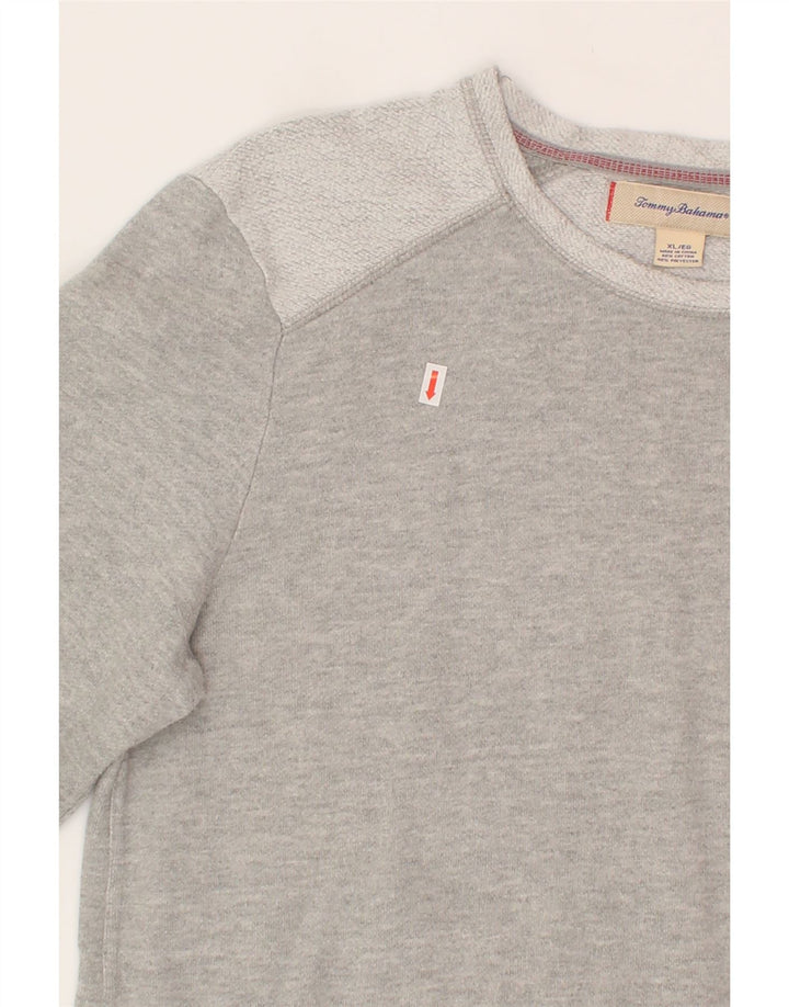TOMMY BAHAMA Womens Sweatshirt Jumper UK 18 XL Grey Colourblock Cotton Vintage Tommy Bahama and Second-Hand Tommy Bahama from Messina Hembry 