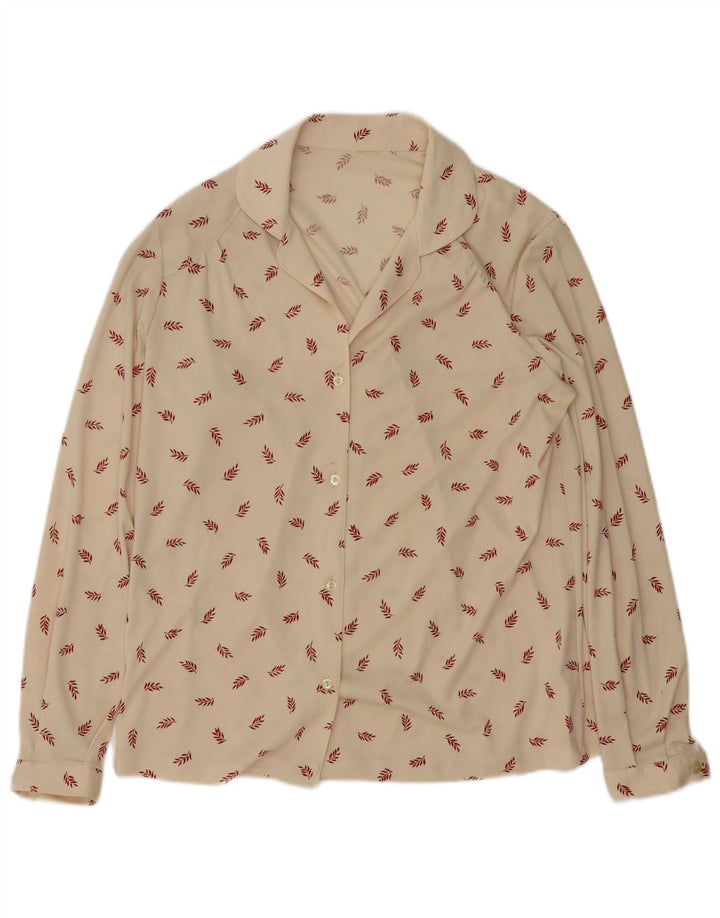 Camisa feminina vintage UK 16 grande bege floral