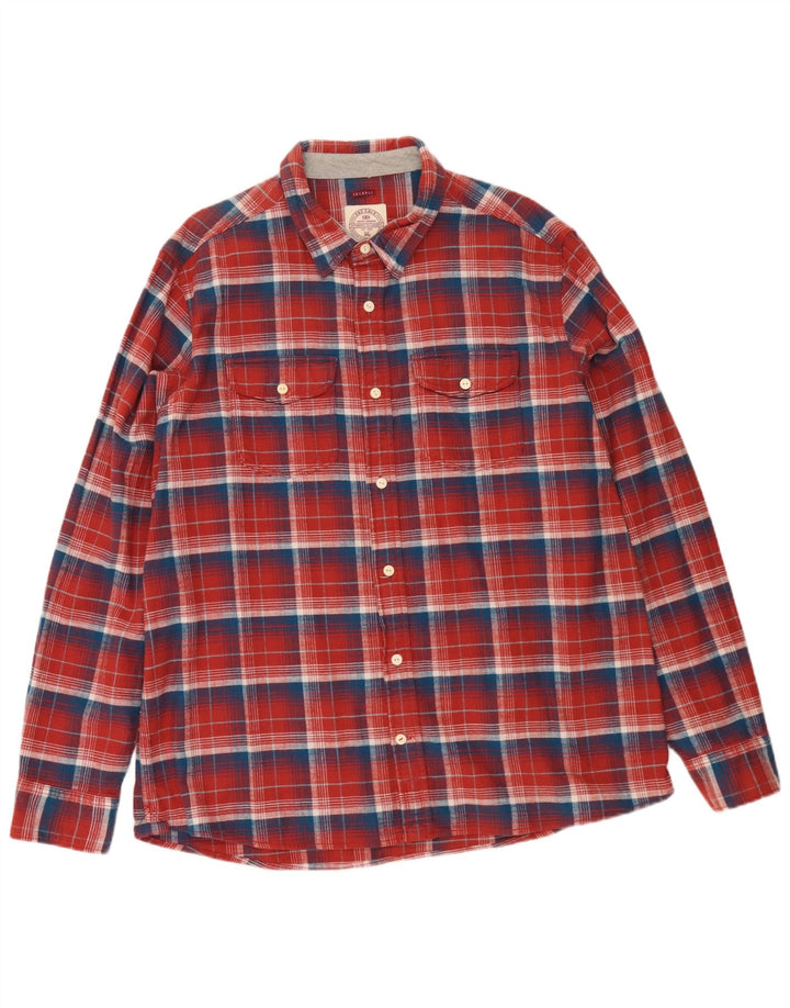 Camisa de flanela masculina Fat Face 2XL algodão xadrez vermelho