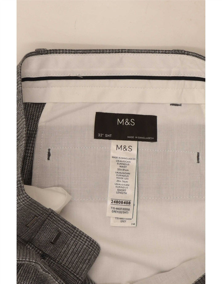 Calça masculina de terno regular Marks & Spencer W32 L29 cinza Houndstooth