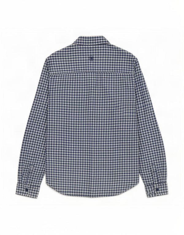 Camisa de flanela Fat Face Boys 10-11 anos azul marinho algodão guingão