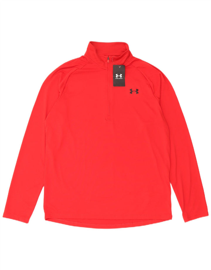 Under Armour Mens Loose Fit Zip Neck Pulôver Treino Top Grande Vermelho