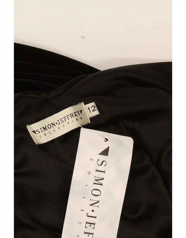 Vestido assimétrico feminino sem mangas Simon Jeffrey Reino Unido 12 médio preto