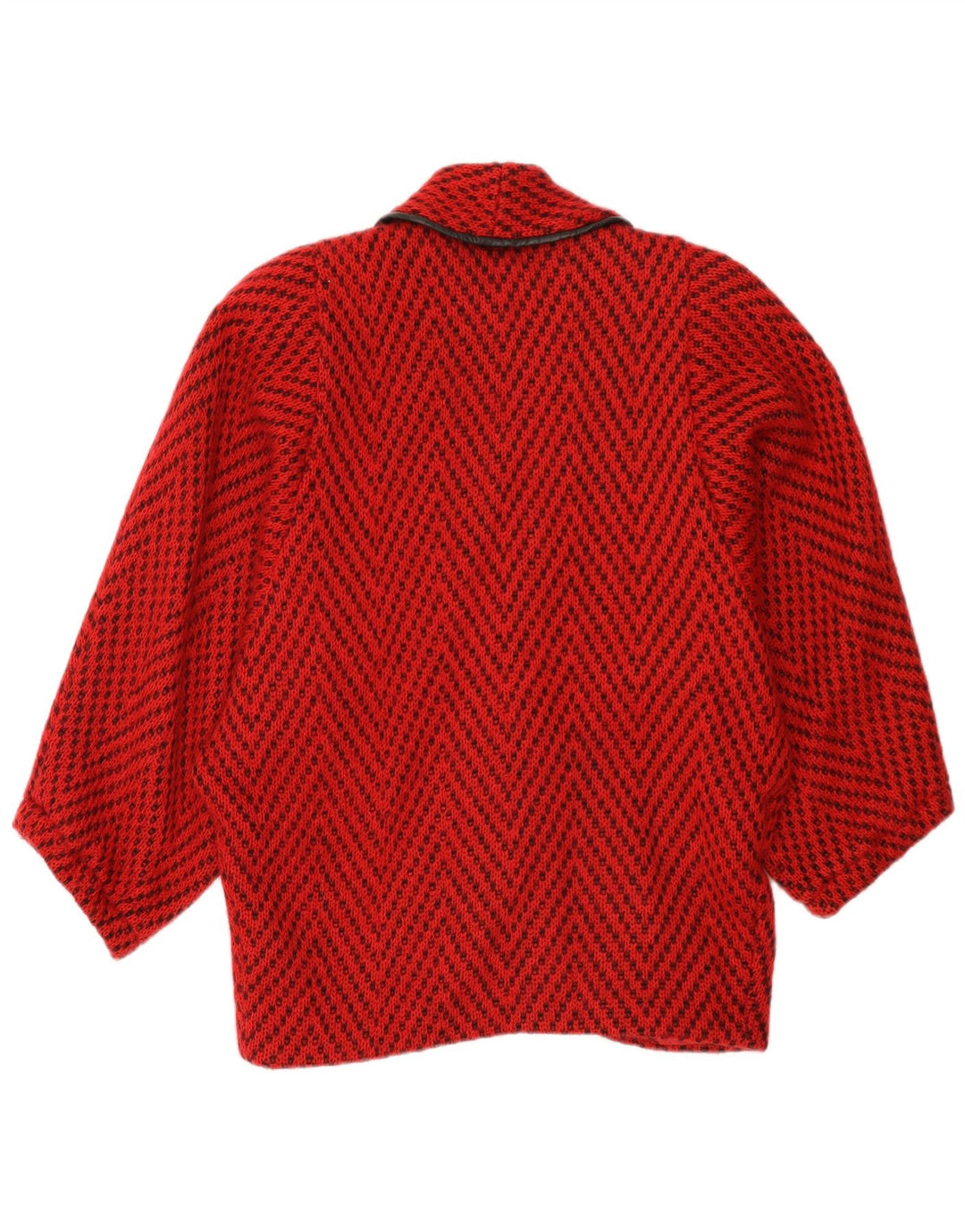 Jaqueta feminina vintage de malha Batwing Reino Unido 14 grande Chevron vermelho