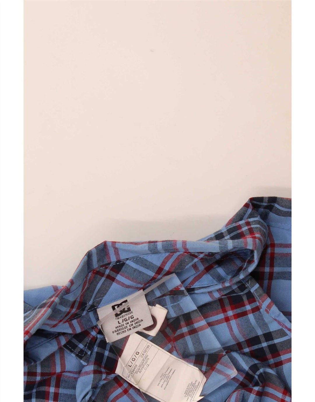 Camisa masculina de manga curta DC grande algodão xadrez azul